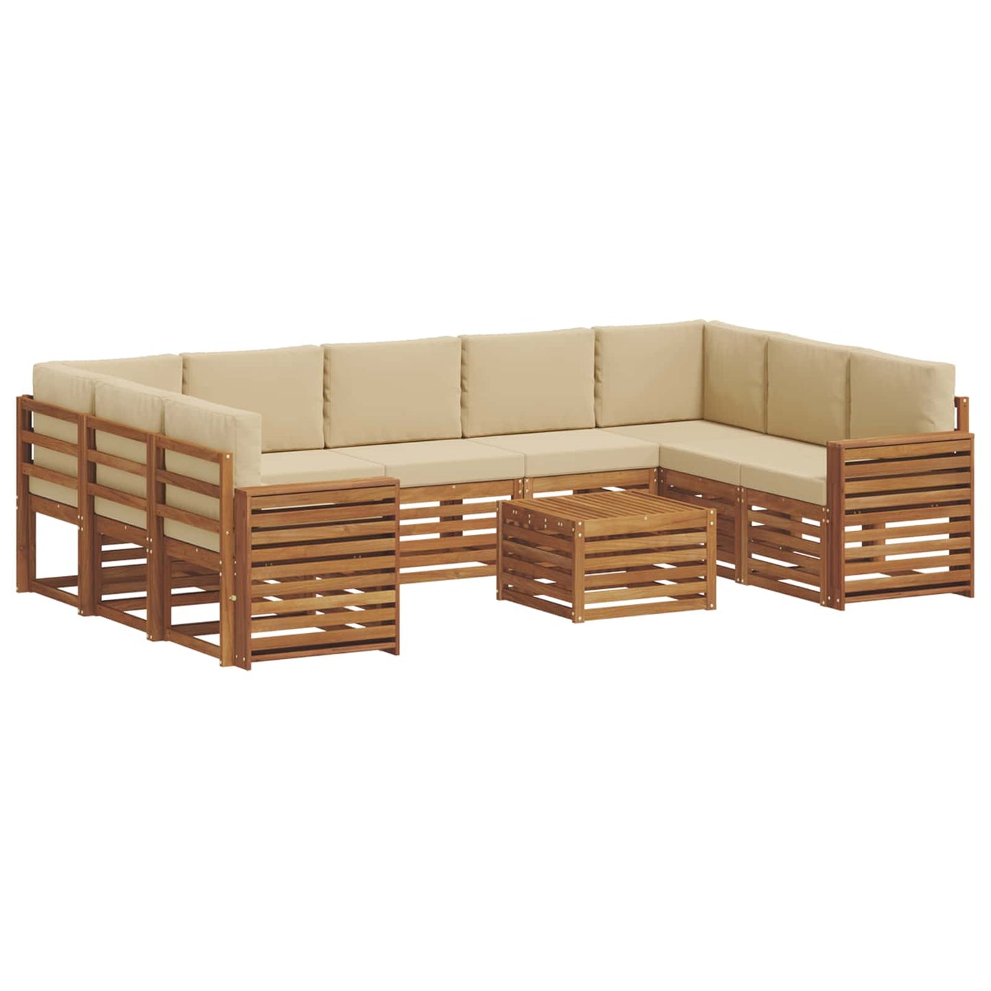 Sofa-Sets 10 pcs Natuurlijk en Beige Massief Acaciahout is nu te koop bij PeponiXL, paradijselijk wonen!
