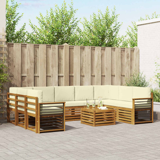 Sofa-Sets 10 pcs Natuurlijk en Crème Massief Acaciahout is nu te koop bij PeponiXL, paradijselijk wonen!