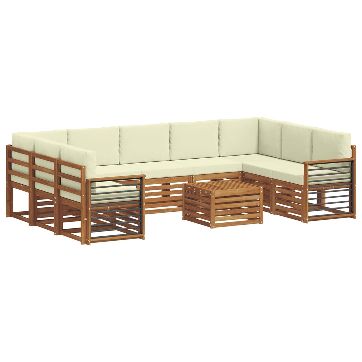 Sofa-Sets 10 pcs Natuurlijk en Crème Massief Acaciahout is nu te koop bij PeponiXL, paradijselijk wonen!