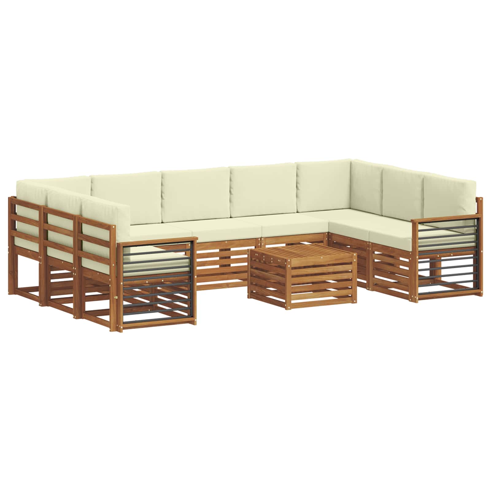 Sofa-Sets 10 pcs Natuurlijk en Crème Massief Acaciahout is nu te koop bij PeponiXL, paradijselijk wonen!
