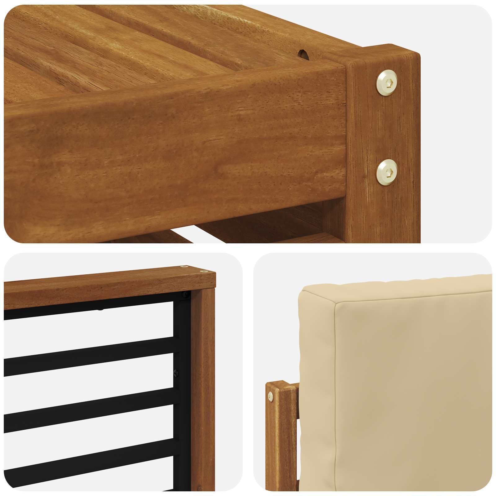 Sofa-Sets 10 pcs Natuurlijk en Beige Massief Acaciahout is nu te koop bij PeponiXL, paradijselijk wonen!