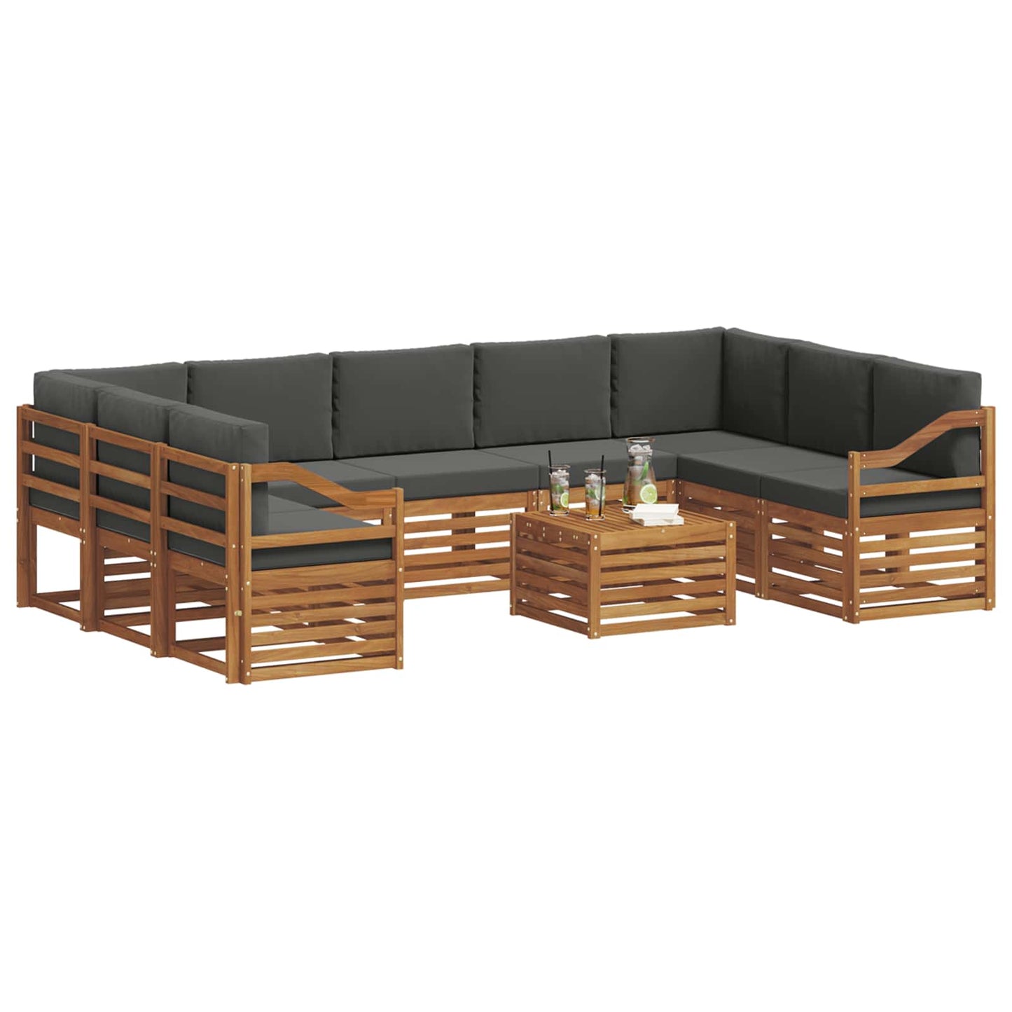 Sofa-Sets 10 pcs Natuurlijk en Antraciet Massief Acaciahout is nu te koop bij PeponiXL, paradijselijk wonen!