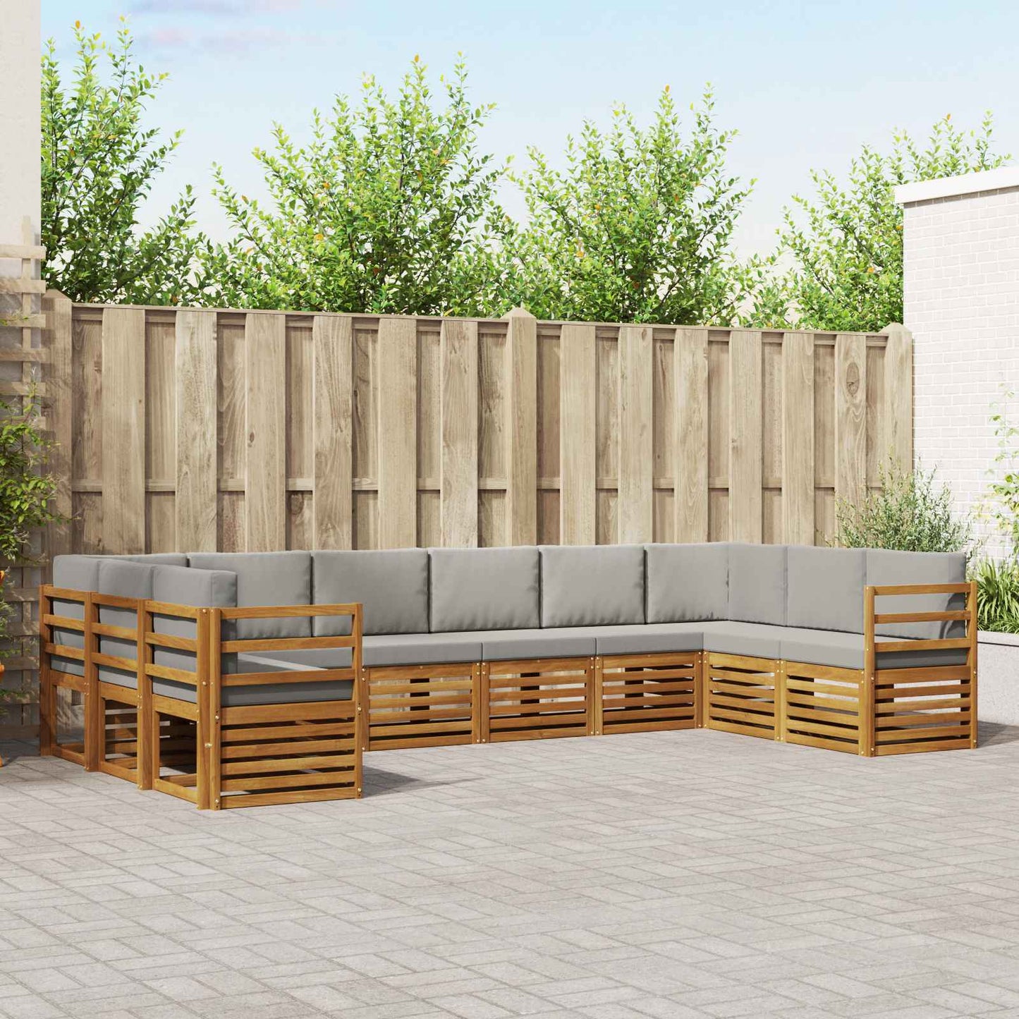 Hoekbank Set met kussen 10 pcs Natuurlijk en Lichtgrijs is nu te koop bij PeponiXL, paradijselijk wonen!
