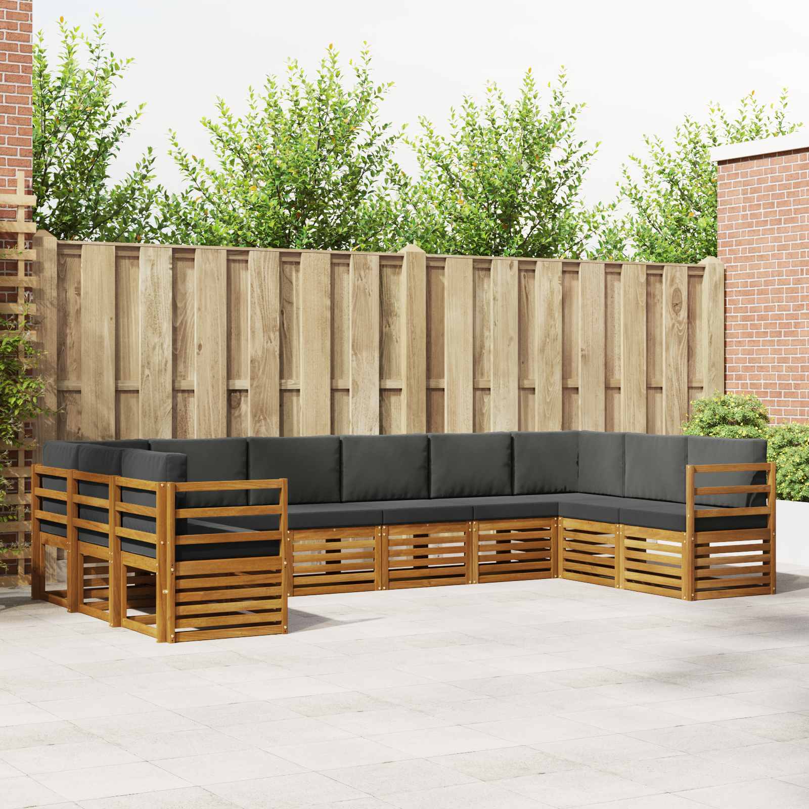 Hoekbank Set met kussen 10 pcs Natuurlijk en Antraciet is nu te koop bij PeponiXL, paradijselijk wonen!