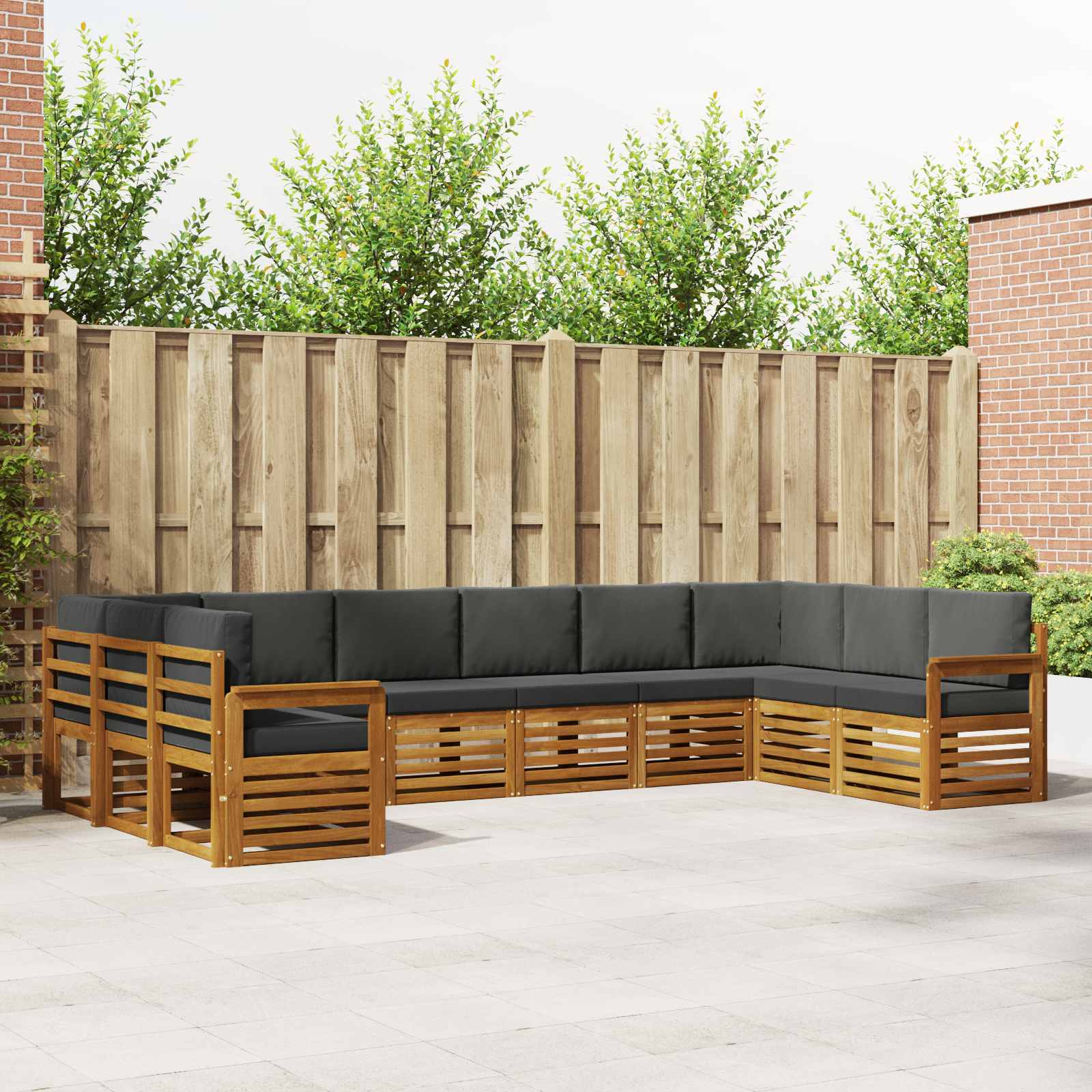 Hoekbank Set met kussen 10 pcs Natuurlijk en Antraciet is nu te koop bij PeponiXL, paradijselijk wonen!