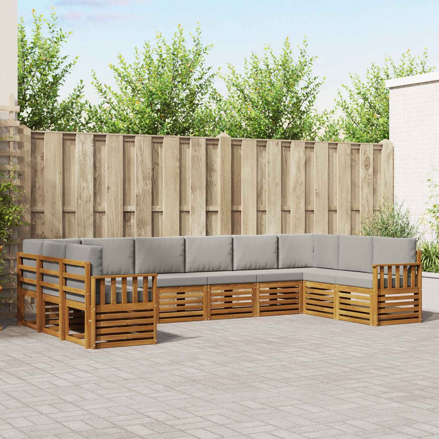 Hoekbank Set met kussen 10 pcs Natuurlijk en Lichtgrijs is nu te koop bij PeponiXL, paradijselijk wonen!
