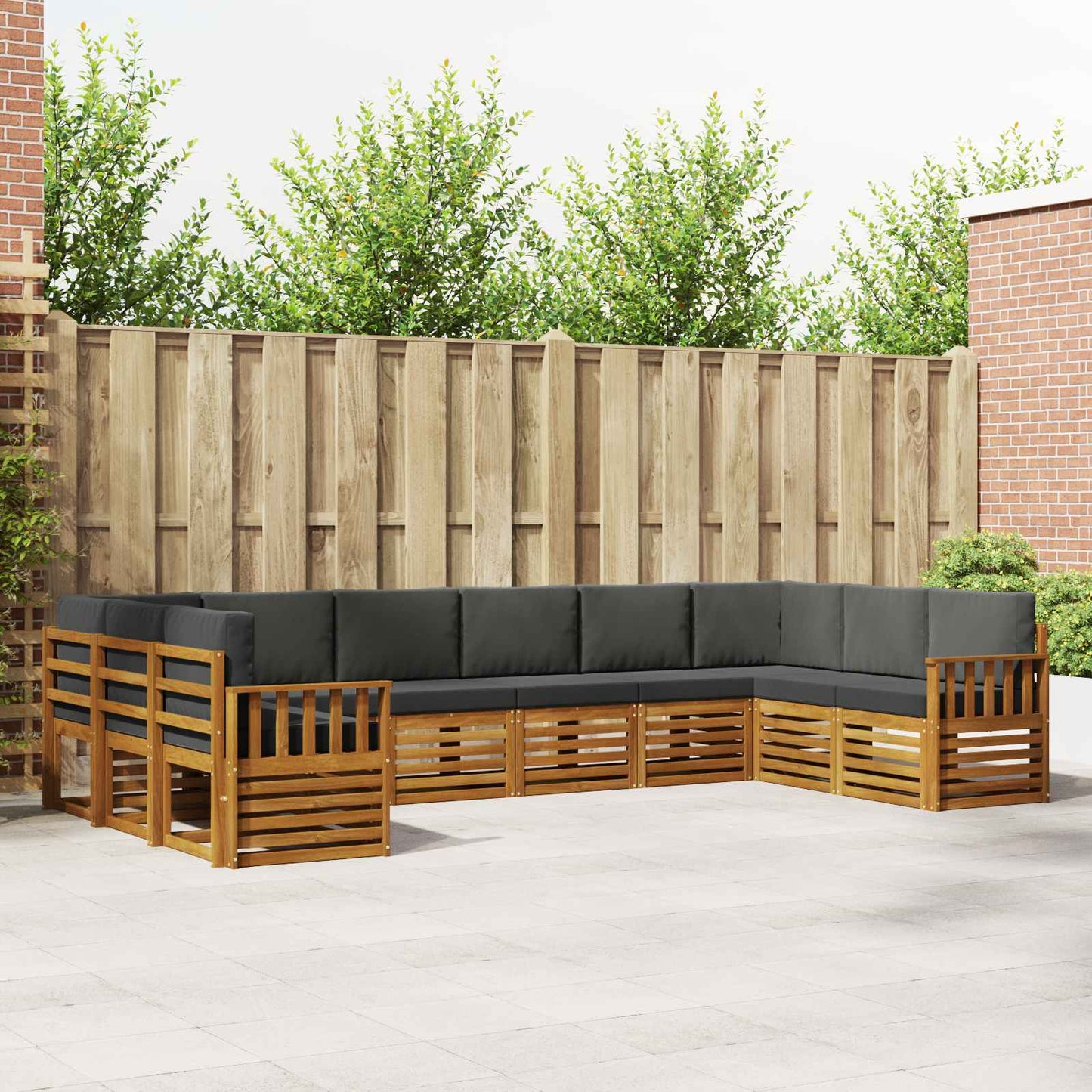 Hoekbank Set met kussen 10 pcs Natuurlijk en Antraciet is nu te koop bij PeponiXL, paradijselijk wonen!