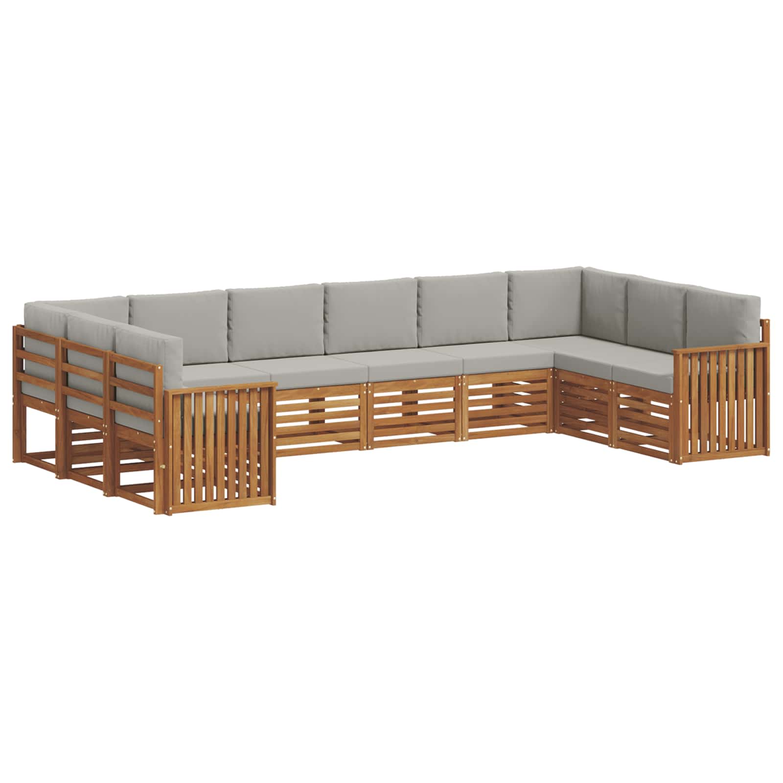 Hoekbank Set met kussen 10 pcs Natuurlijk en Lichtgrijs is nu te koop bij PeponiXL, paradijselijk wonen!