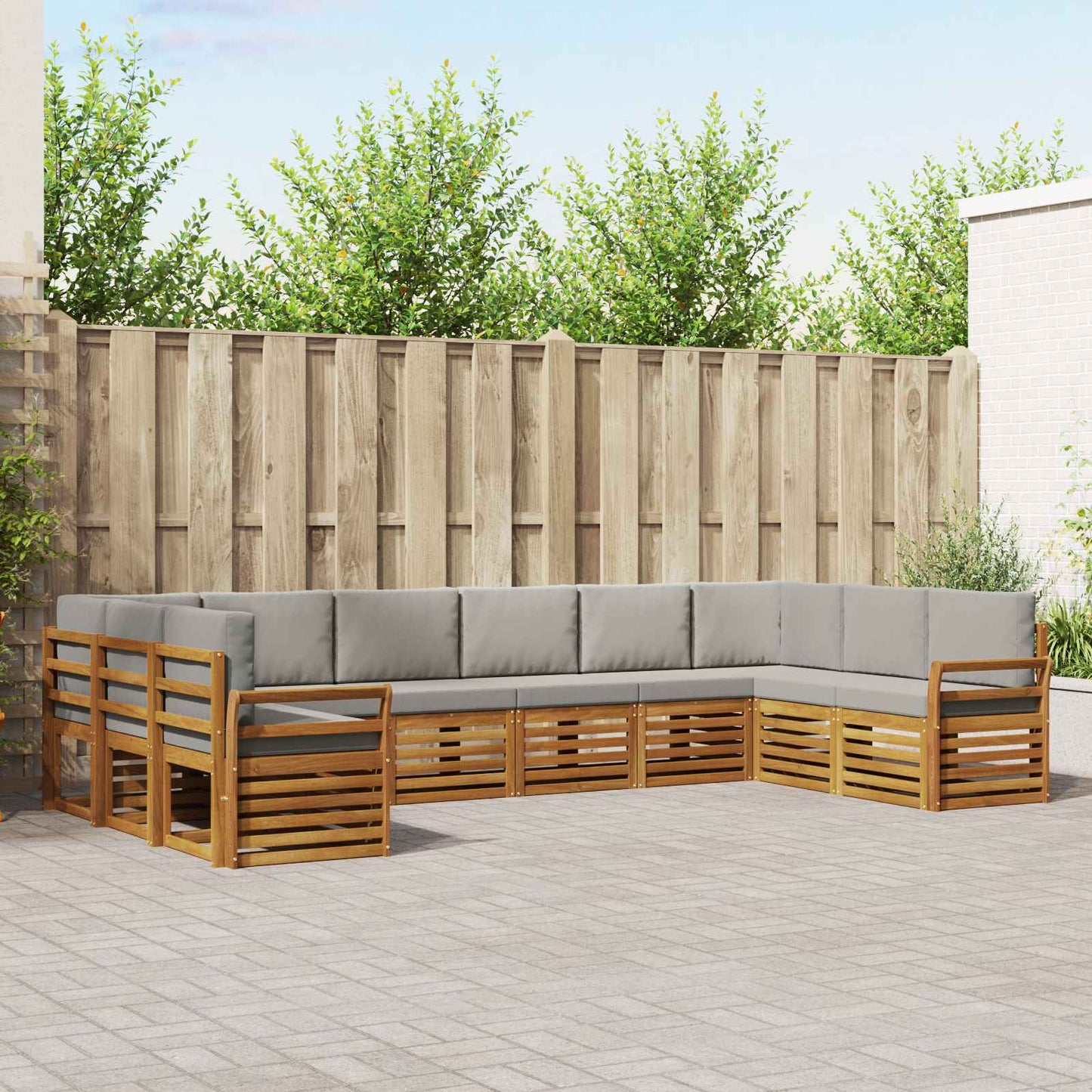 Hoekbank Set met kussen 10 pcs Natuurlijk en Lichtgrijs is nu te koop bij PeponiXL, paradijselijk wonen!