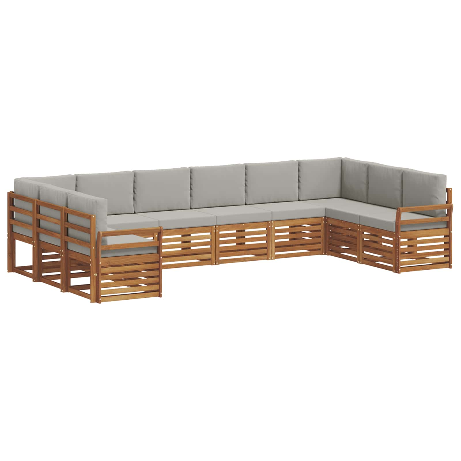Hoekbank Set met kussen 10 pcs Natuurlijk en Lichtgrijs is nu te koop bij PeponiXL, paradijselijk wonen!