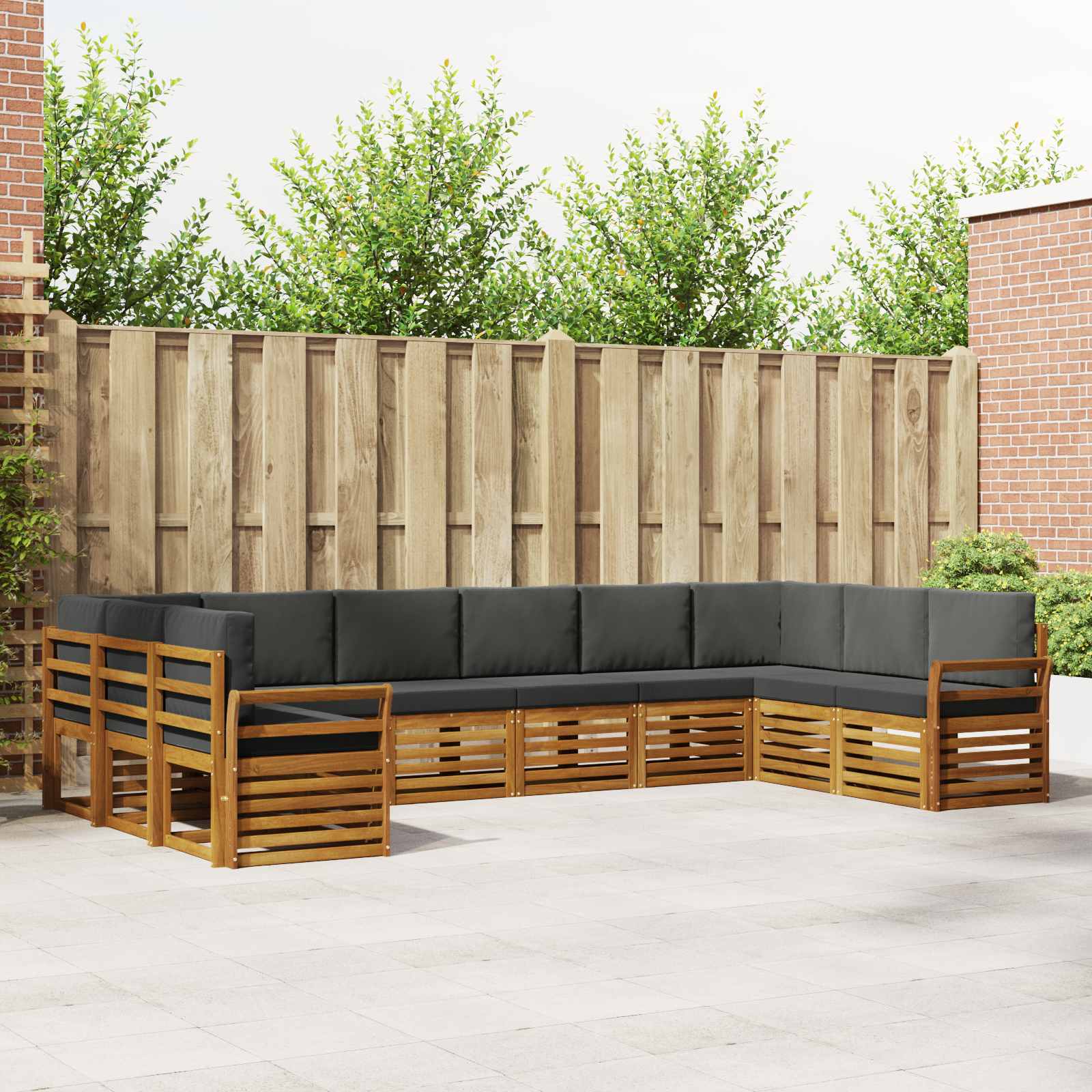 Hoekbank Set met kussen 10 pcs Natuurlijk en Antraciet is nu te koop bij PeponiXL, paradijselijk wonen!