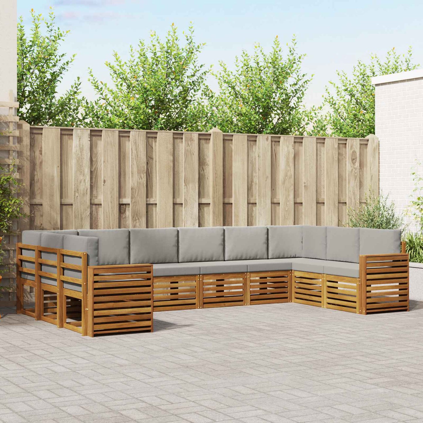 Hoekbank Set met kussen 10 pcs Natuurlijk en Lichtgrijs is nu te koop bij PeponiXL, paradijselijk wonen!