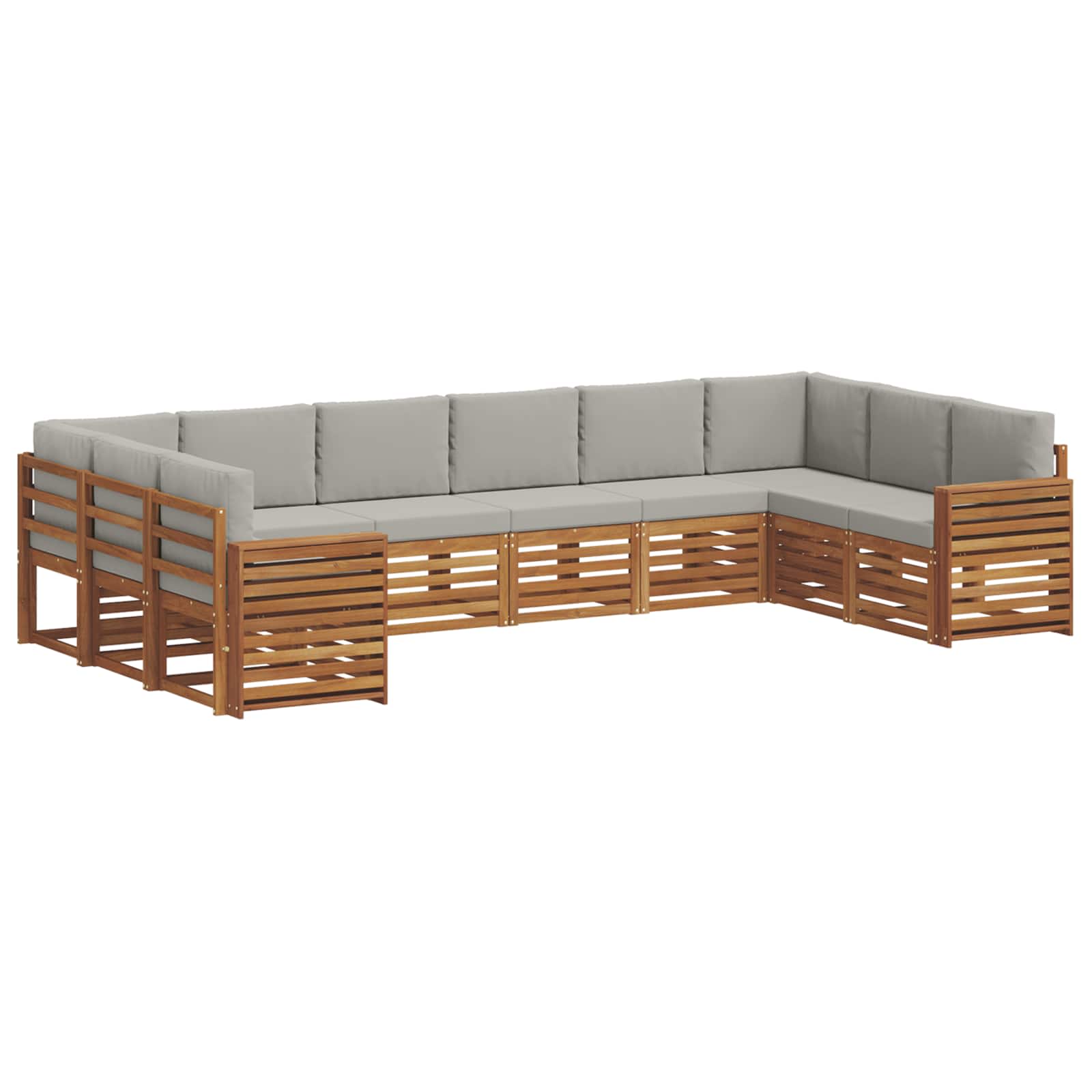 Hoekbank Set met kussen 10 pcs Natuurlijk en Lichtgrijs is nu te koop bij PeponiXL, paradijselijk wonen!