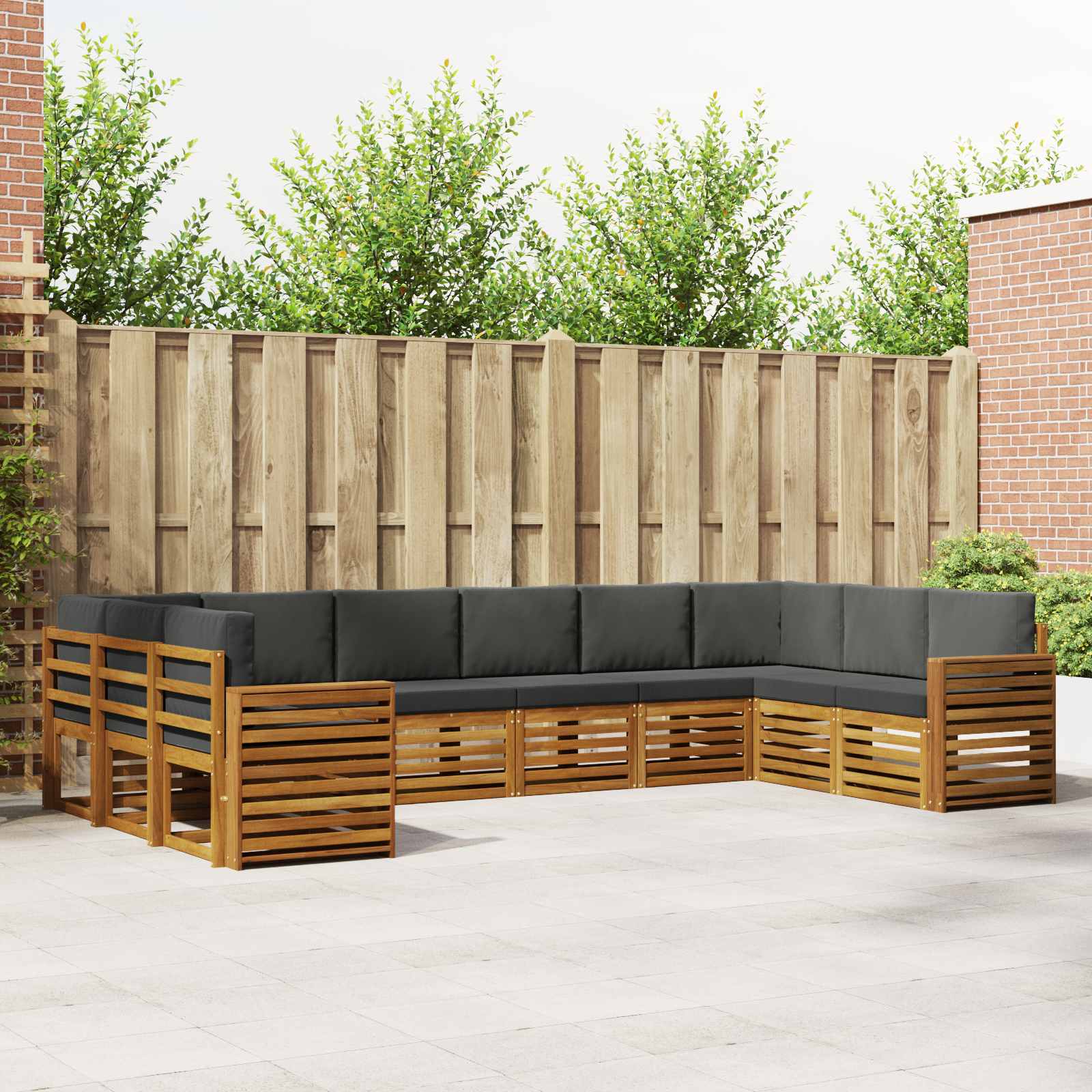 Hoekbank Set met kussen 10 pcs Natuurlijk en Antraciet is nu te koop bij PeponiXL, paradijselijk wonen!