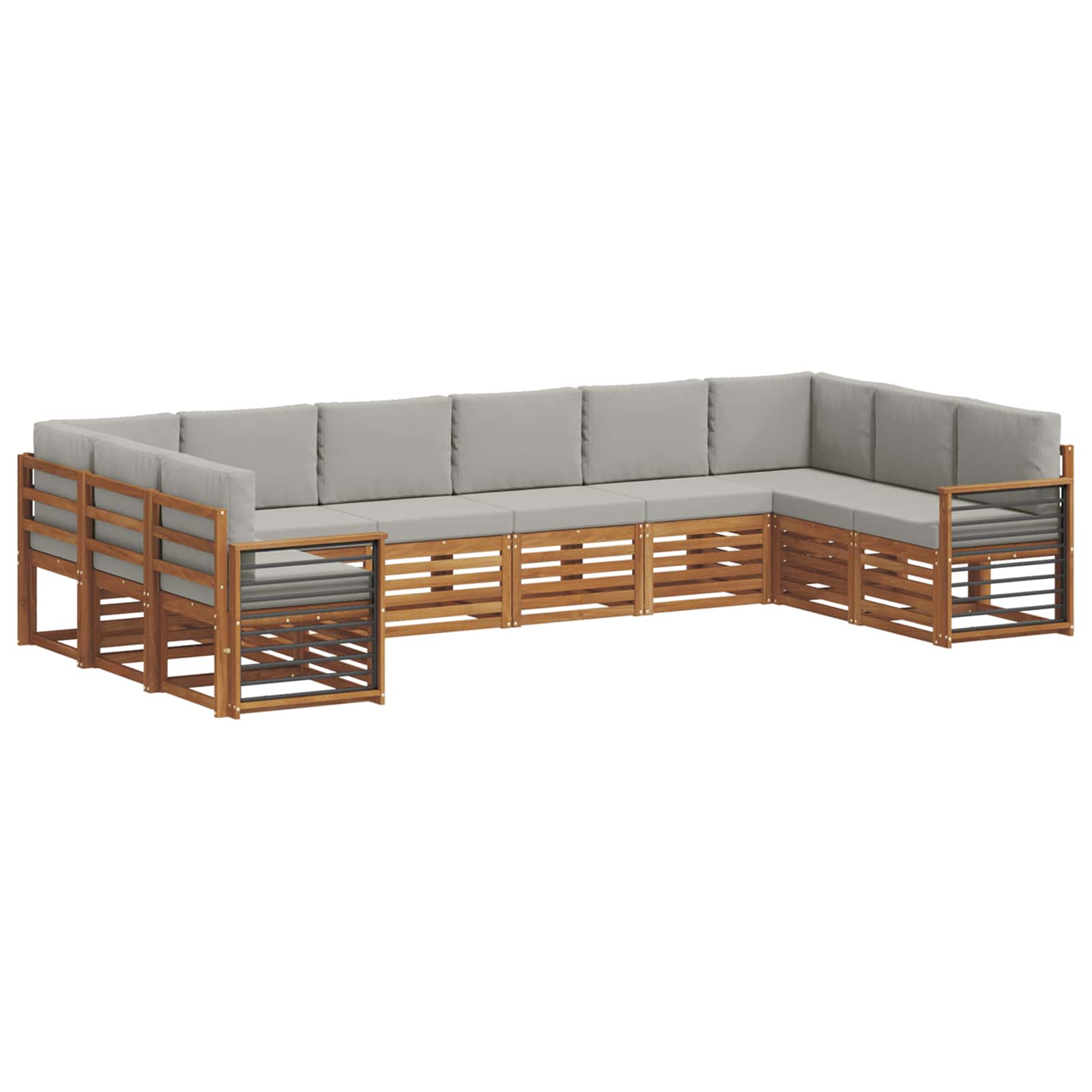 Hoekbank Set met kussen 10 pcs Natuurlijk en Lichtgrijs is nu te koop bij PeponiXL, paradijselijk wonen!