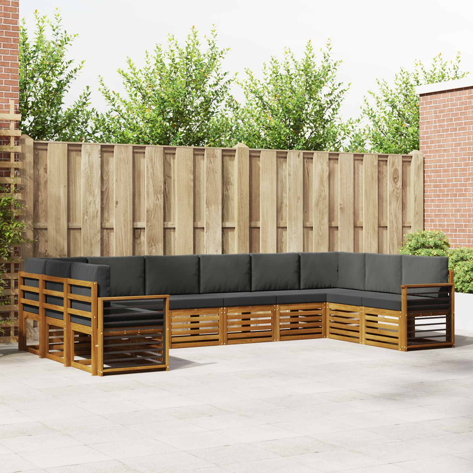 Hoekbank Set met kussen 10 pcs Natuurlijk en Antraciet is nu te koop bij PeponiXL, paradijselijk wonen!