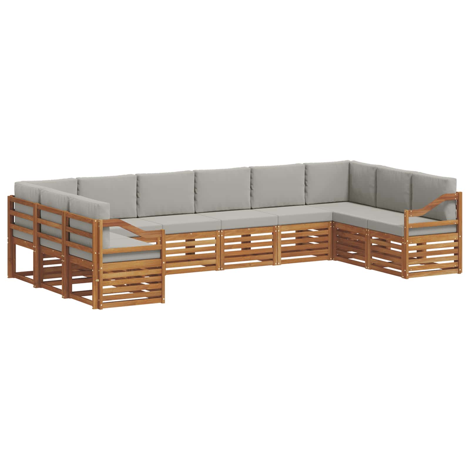 Hoekbank Set met kussen 10 pcs Natuurlijk en Lichtgrijs is nu te koop bij PeponiXL, paradijselijk wonen!