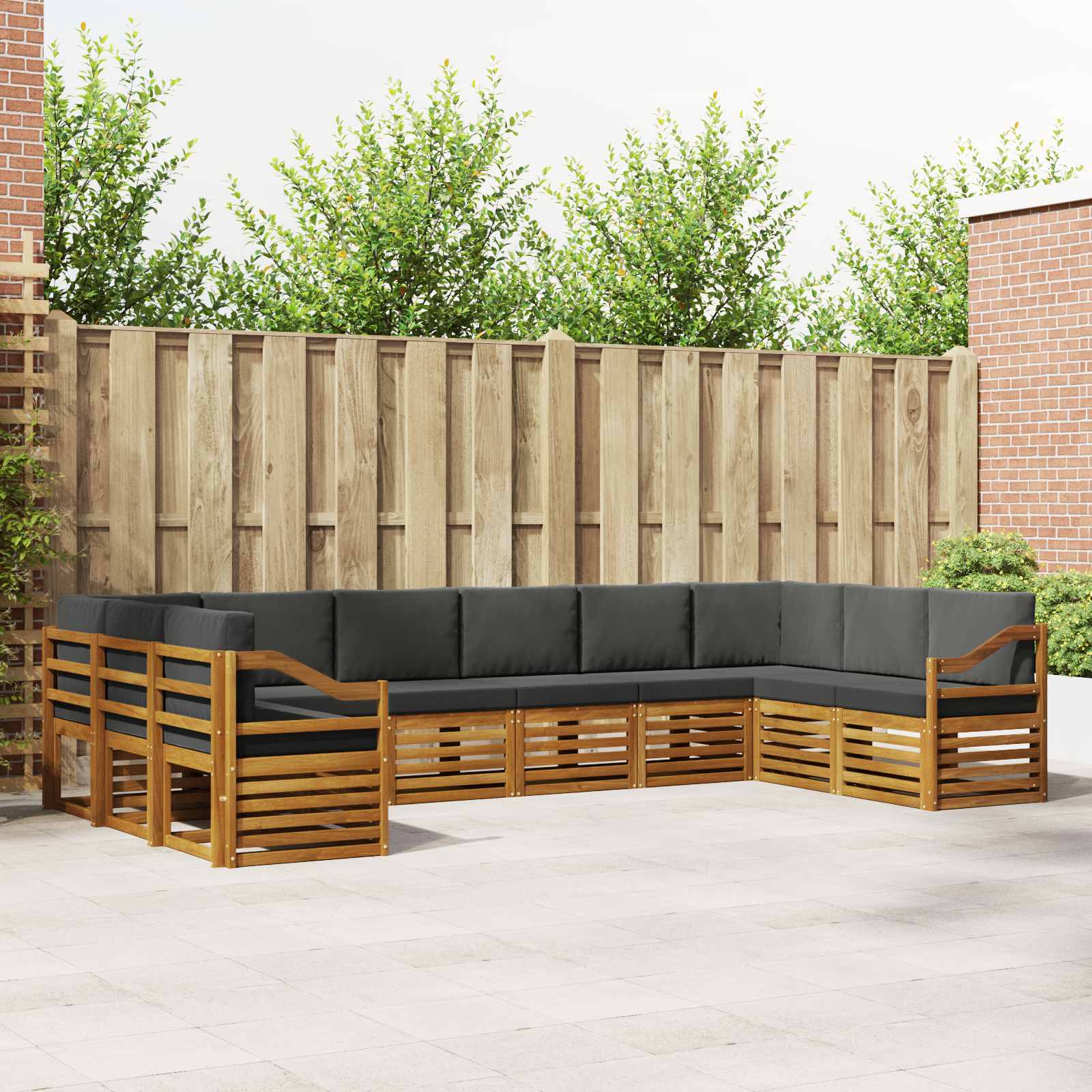 Hoekbank Set met kussen 10 pcs Natuurlijk en Antraciet is nu te koop bij PeponiXL, paradijselijk wonen!