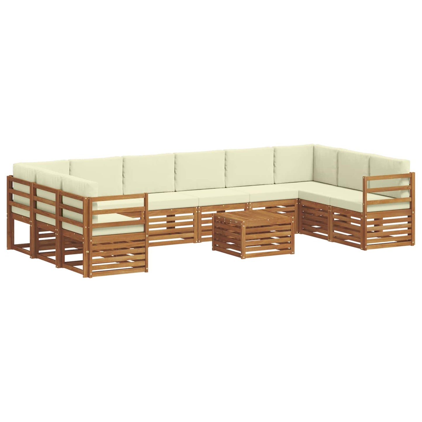 Buiten bankenset 11 pcs Natuurlijk en Crème Massief Acaciahout is nu te koop bij PeponiXL, paradijselijk wonen!