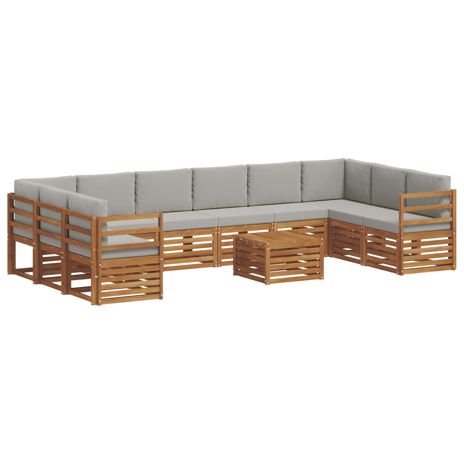 Buiten bankenset met kussen 11 pcs Natuurlijk en Lichtgrijs is nu te koop bij PeponiXL, paradijselijk wonen!