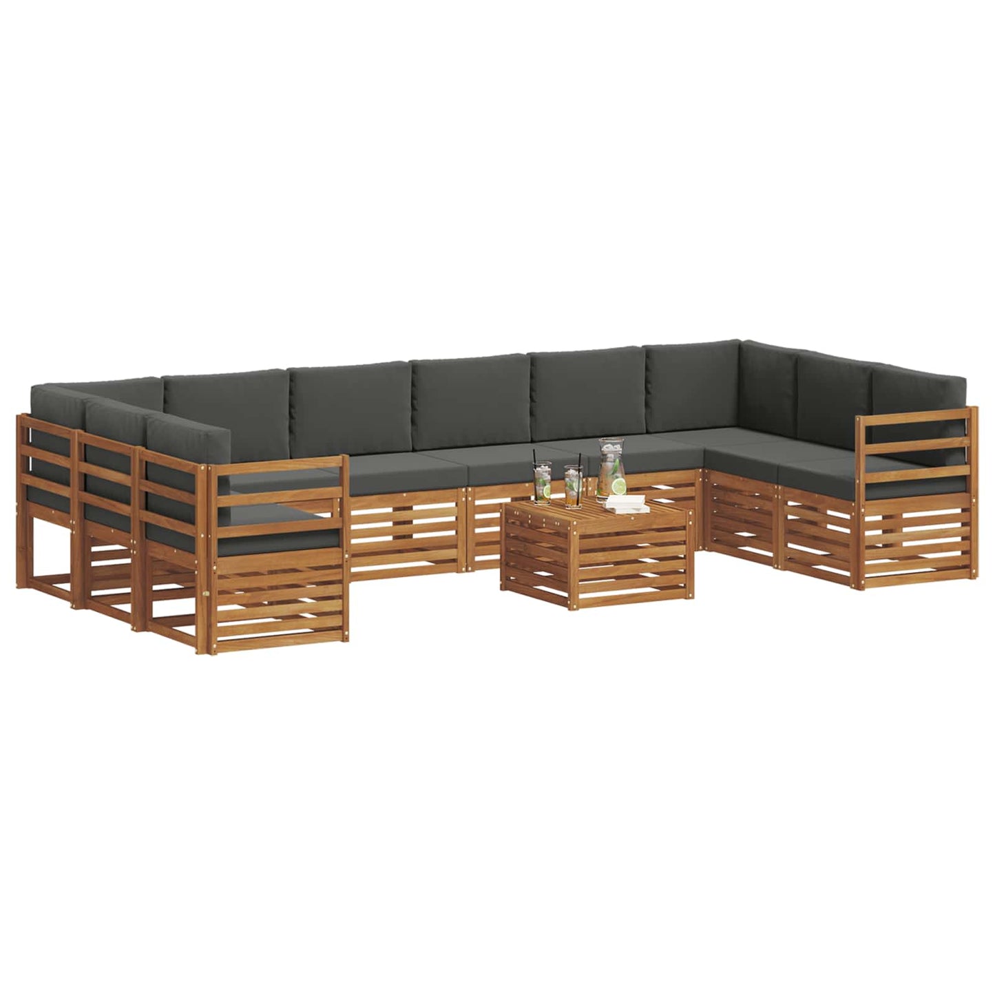 Buiten bankenset met kussen 11 pcs Natuurlijk en Antraciet is nu te koop bij PeponiXL, paradijselijk wonen!