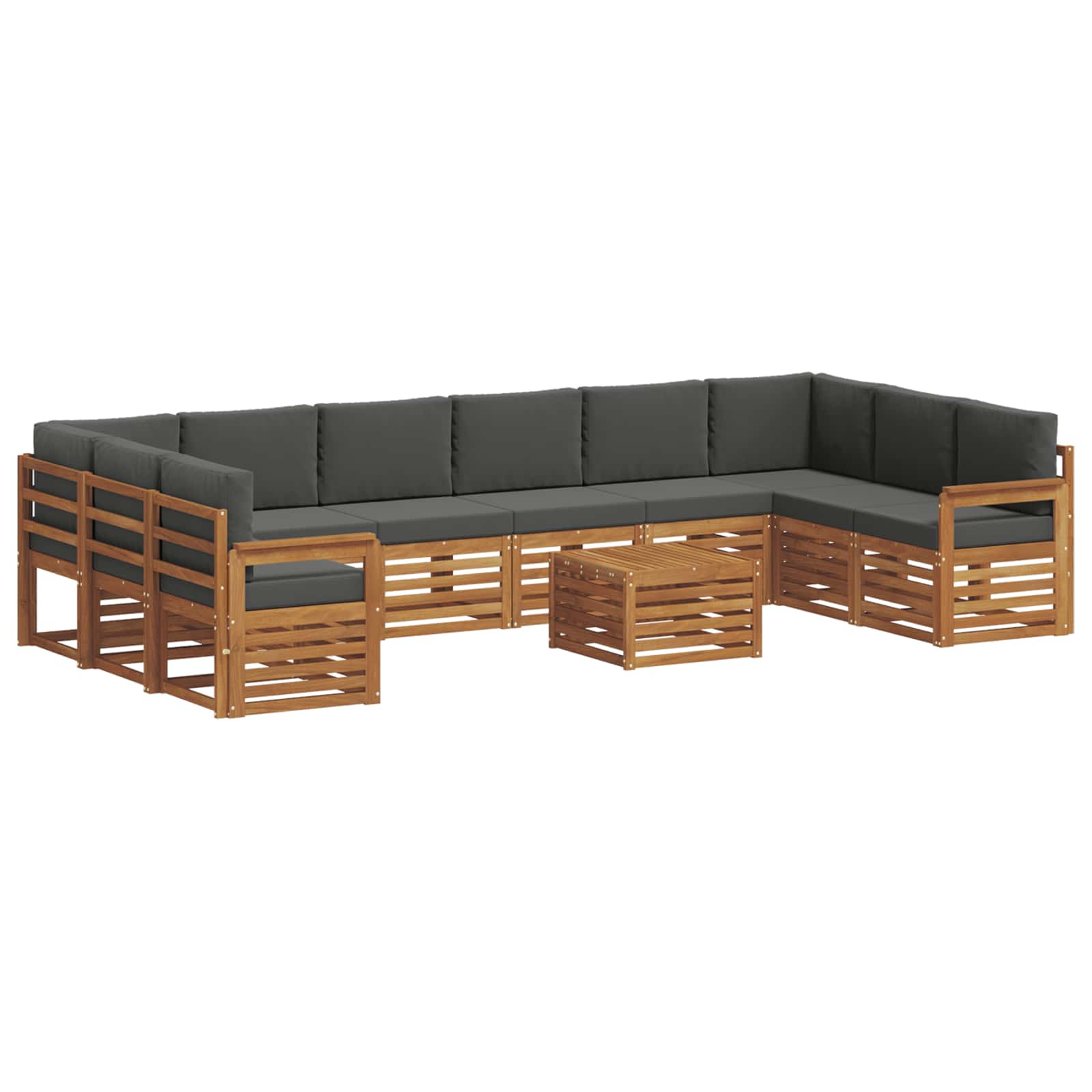 Buiten bankenset met kussen 11 pcs Natuurlijk en Antraciet is nu te koop bij PeponiXL, paradijselijk wonen!