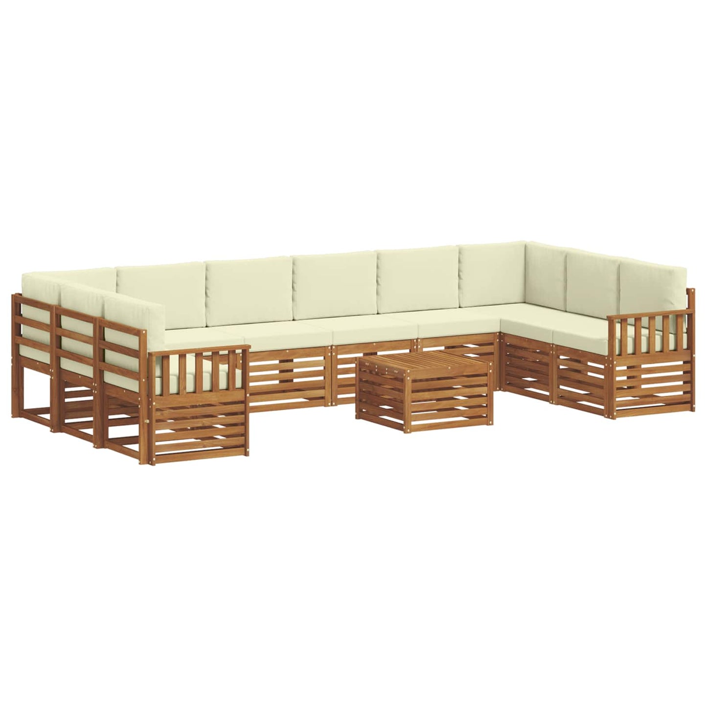 Buiten bankenset 11 pcs Natuurlijk en Crème Massief Acaciahout is nu te koop bij PeponiXL, paradijselijk wonen!