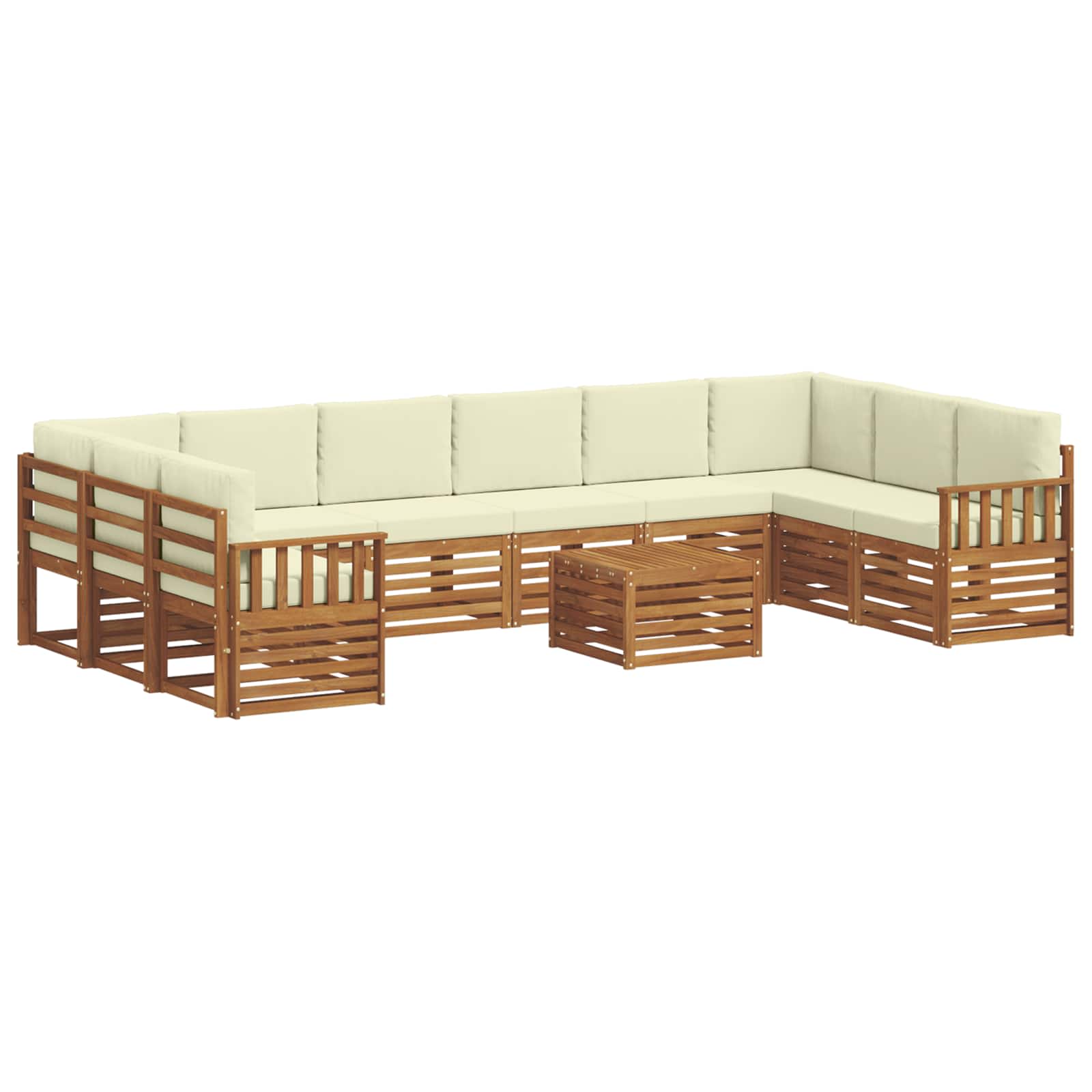 Buiten bankenset 11 pcs Natuurlijk en Crème Massief Acaciahout is nu te koop bij PeponiXL, paradijselijk wonen!