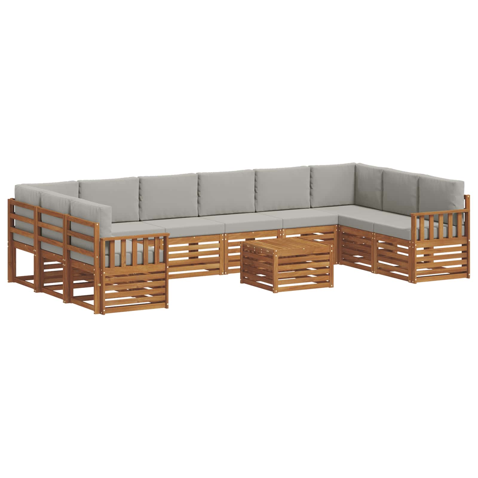 Buiten bankenset met kussen 11 pcs Natuurlijk en Lichtgrijs is nu te koop bij PeponiXL, paradijselijk wonen!