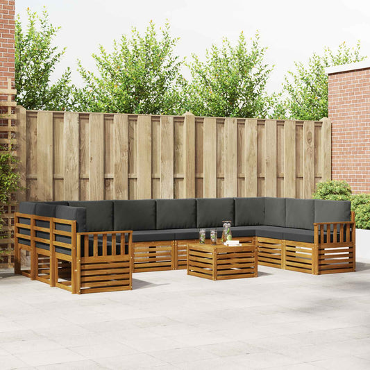 Buiten bankenset met kussen 11 pcs Natuurlijk en Antraciet is nu te koop bij PeponiXL, paradijselijk wonen!