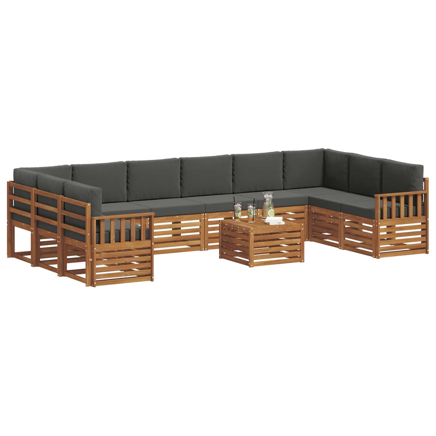 Buiten bankenset met kussen 11 pcs Natuurlijk en Antraciet is nu te koop bij PeponiXL, paradijselijk wonen!