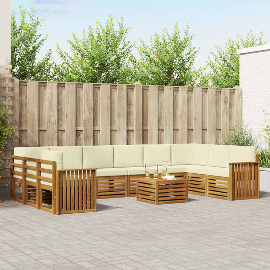 Buiten bankenset 11 pcs Natuurlijk en Crème Massief Acaciahout is nu te koop bij PeponiXL, paradijselijk wonen!