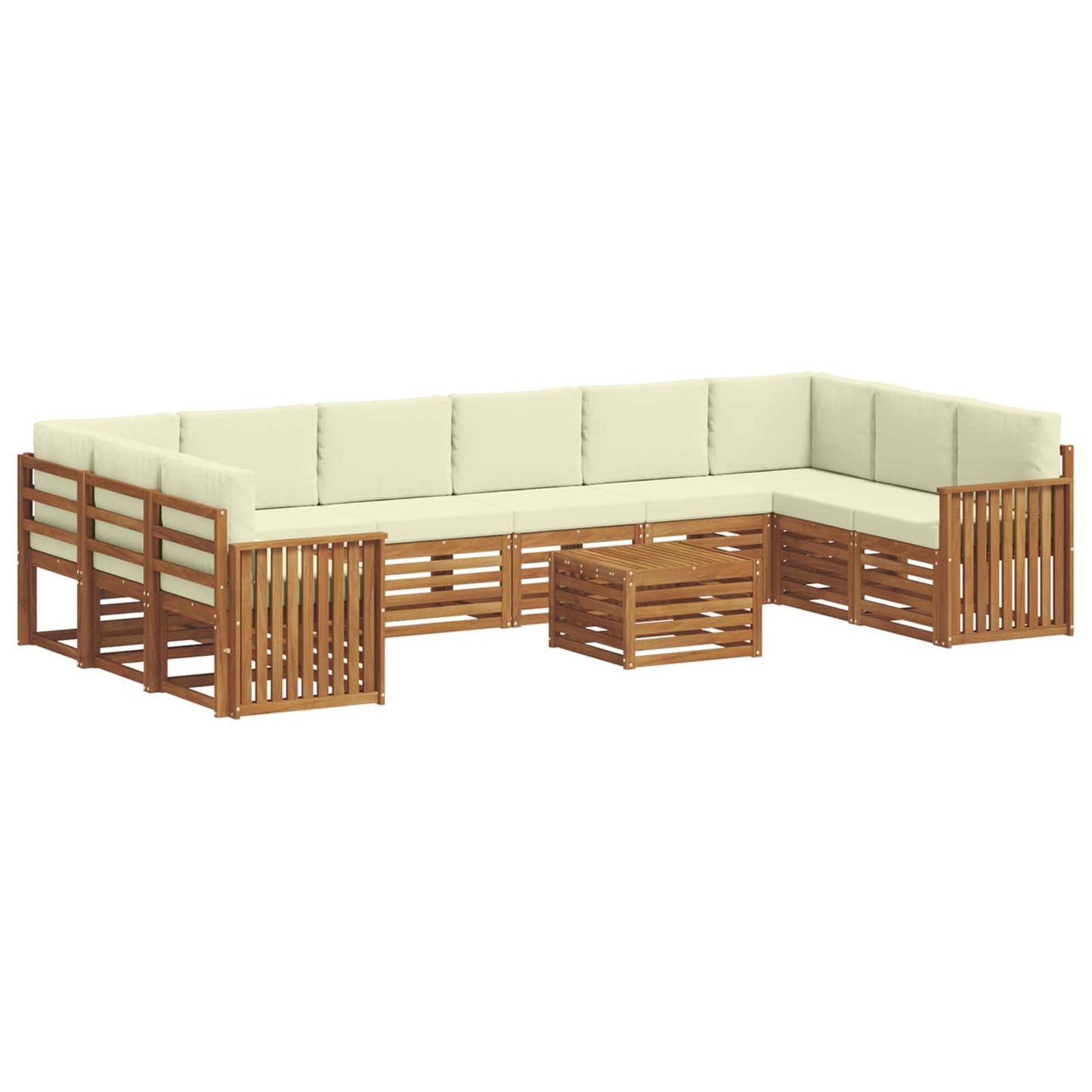 Buiten bankenset 11 pcs Natuurlijk en Crème Massief Acaciahout is nu te koop bij PeponiXL, paradijselijk wonen!