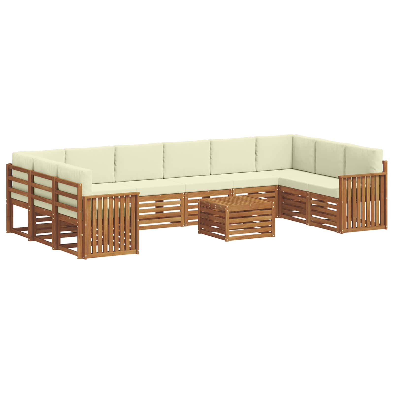 Buiten bankenset 11 pcs Natuurlijk en Crème Massief Acaciahout is nu te koop bij PeponiXL, paradijselijk wonen!