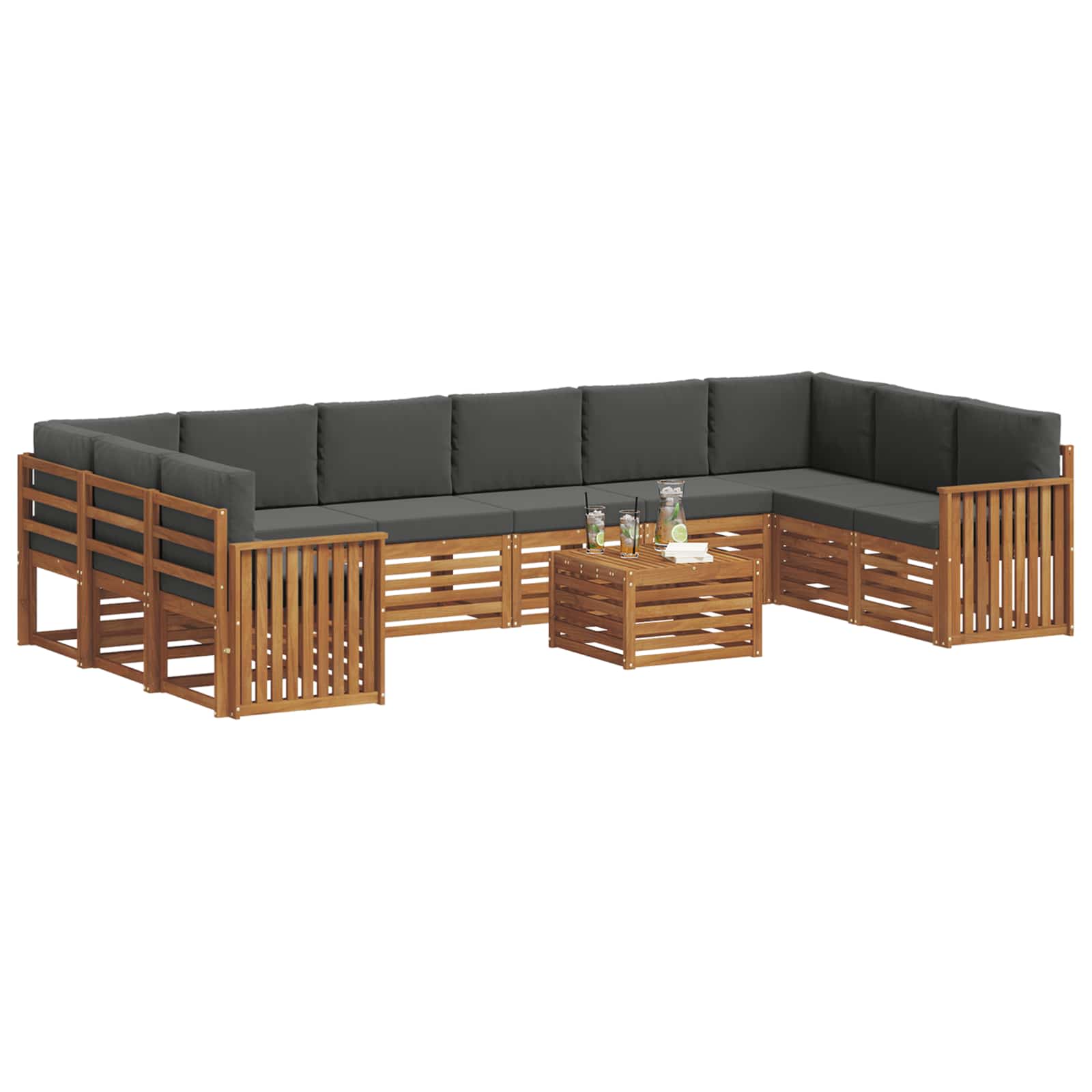 Buiten bankenset met kussen 11 pcs Natuurlijk en Antraciet is nu te koop bij PeponiXL, paradijselijk wonen!