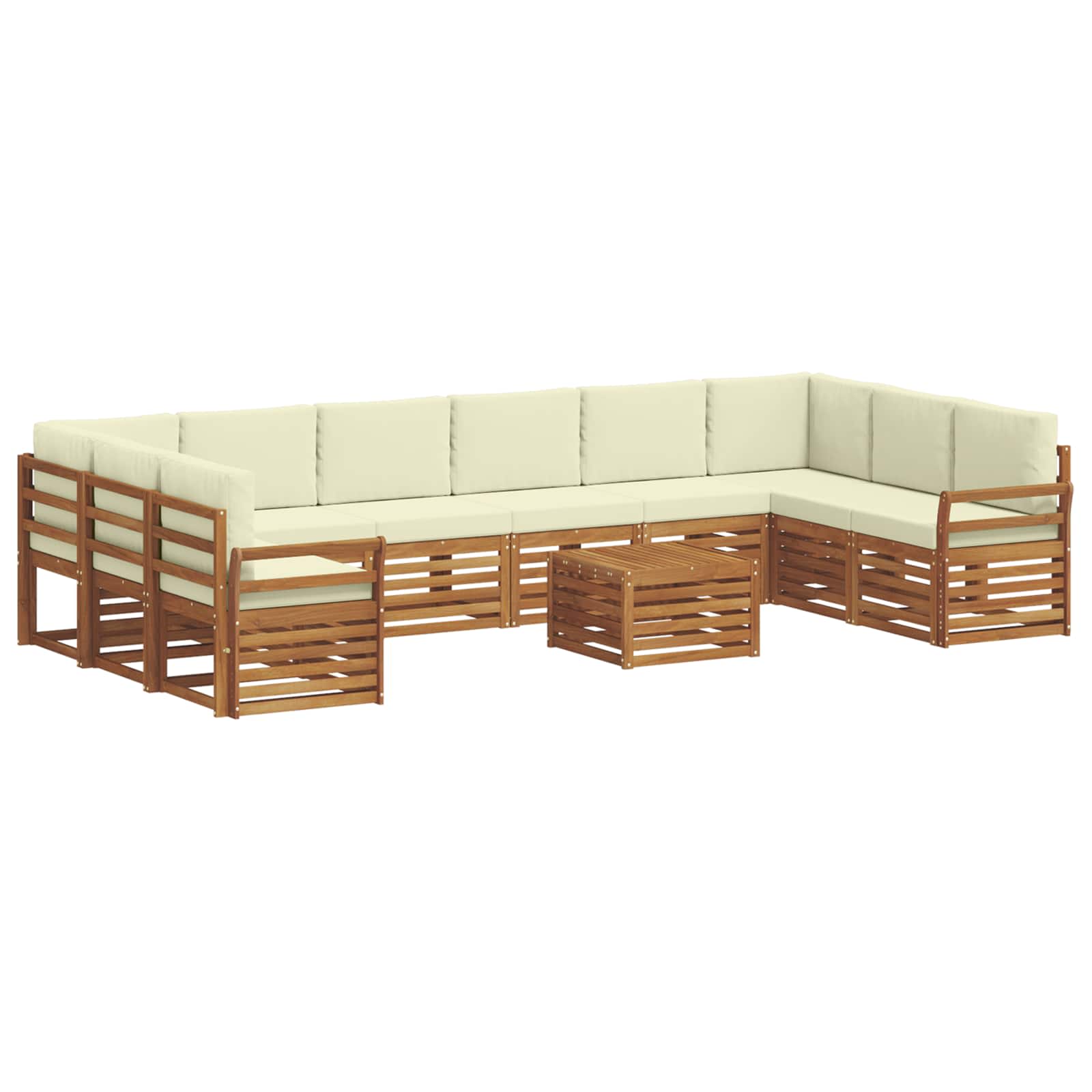 Buiten bankenset 11 pcs Natuurlijk en Crème Massief Acaciahout is nu te koop bij PeponiXL, paradijselijk wonen!
