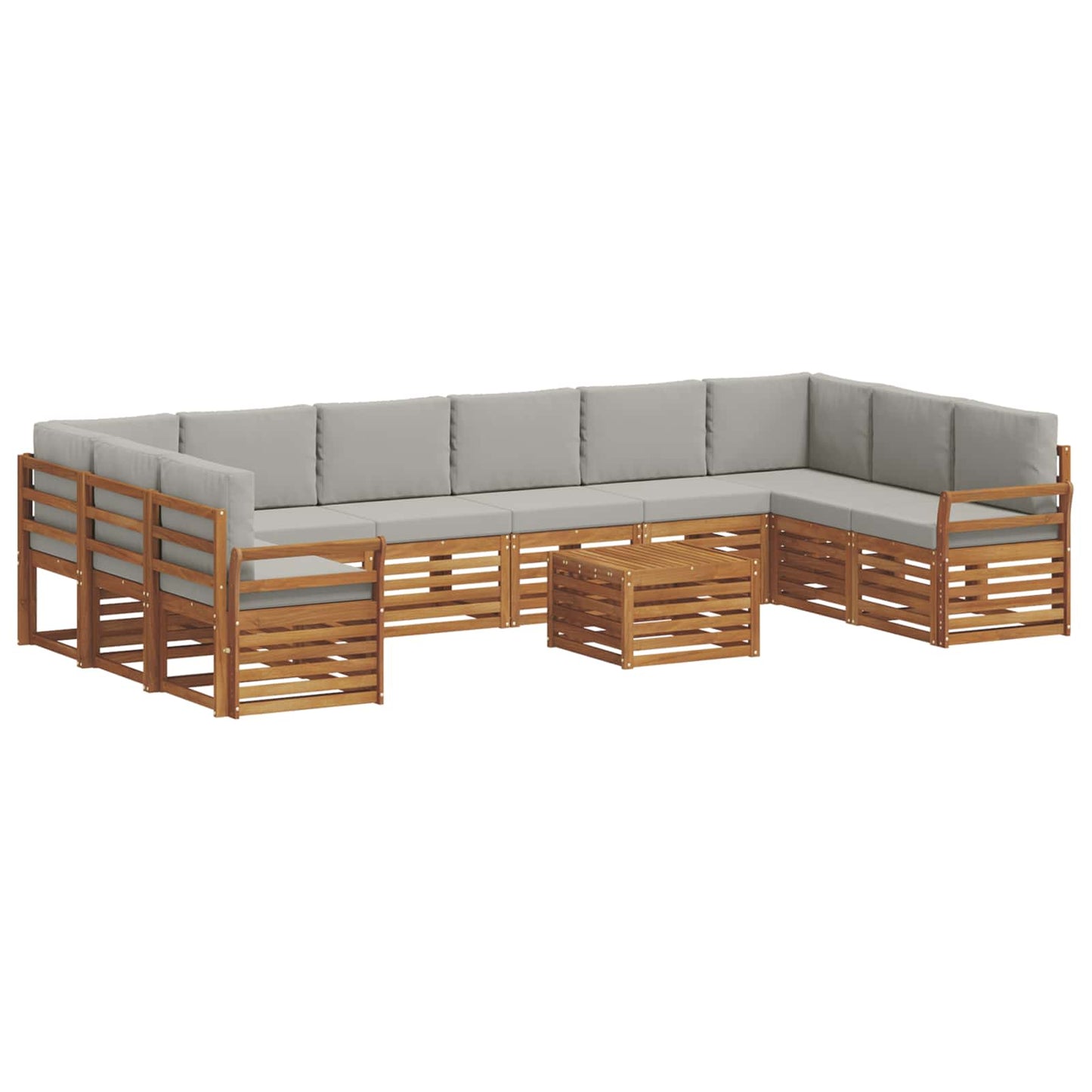 Buiten bankenset met kussen 11 pcs Natuurlijk en Lichtgrijs is nu te koop bij PeponiXL, paradijselijk wonen!