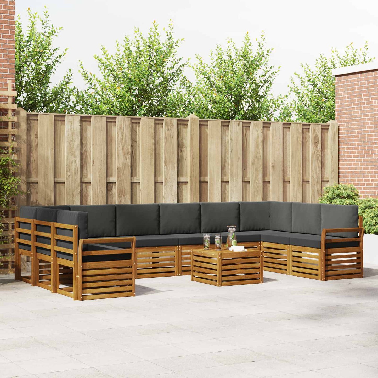 Buiten bankenset met kussen 11 pcs Natuurlijk en Antraciet is nu te koop bij PeponiXL, paradijselijk wonen!