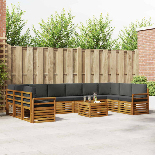 Buiten bankenset met kussen 11 pcs Natuurlijk en Antraciet is nu te koop bij PeponiXL, paradijselijk wonen!