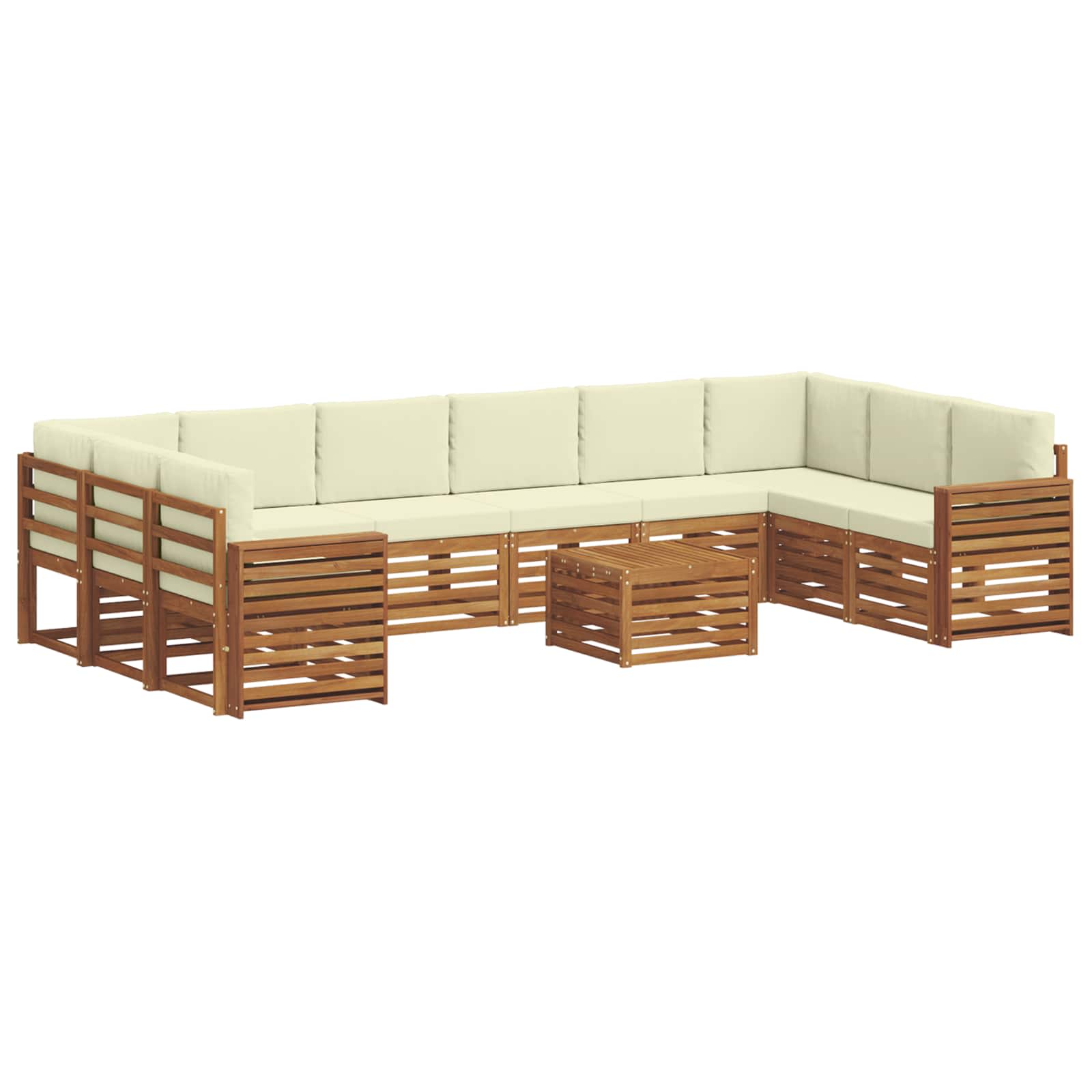 Buiten bankenset 11 pcs Natuurlijk en Crème Massief Acaciahout is nu te koop bij PeponiXL, paradijselijk wonen!