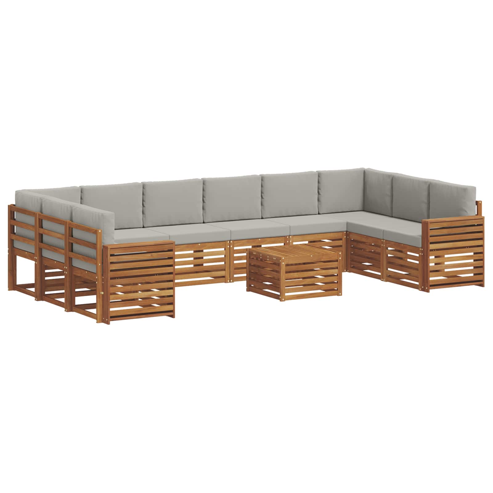 Buiten bankenset met kussen 11 pcs Natuurlijk en Lichtgrijs is nu te koop bij PeponiXL, paradijselijk wonen!