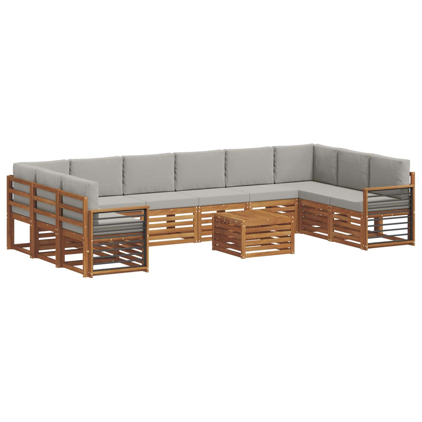 Buiten bankenset met kussen 11 pcs Natuurlijk en Lichtgrijs is nu te koop bij PeponiXL, paradijselijk wonen!