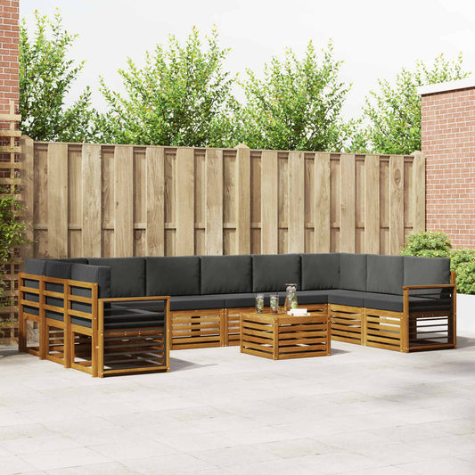 Buiten bankenset met kussen 11 pcs Natuurlijk en Antraciet is nu te koop bij PeponiXL, paradijselijk wonen!