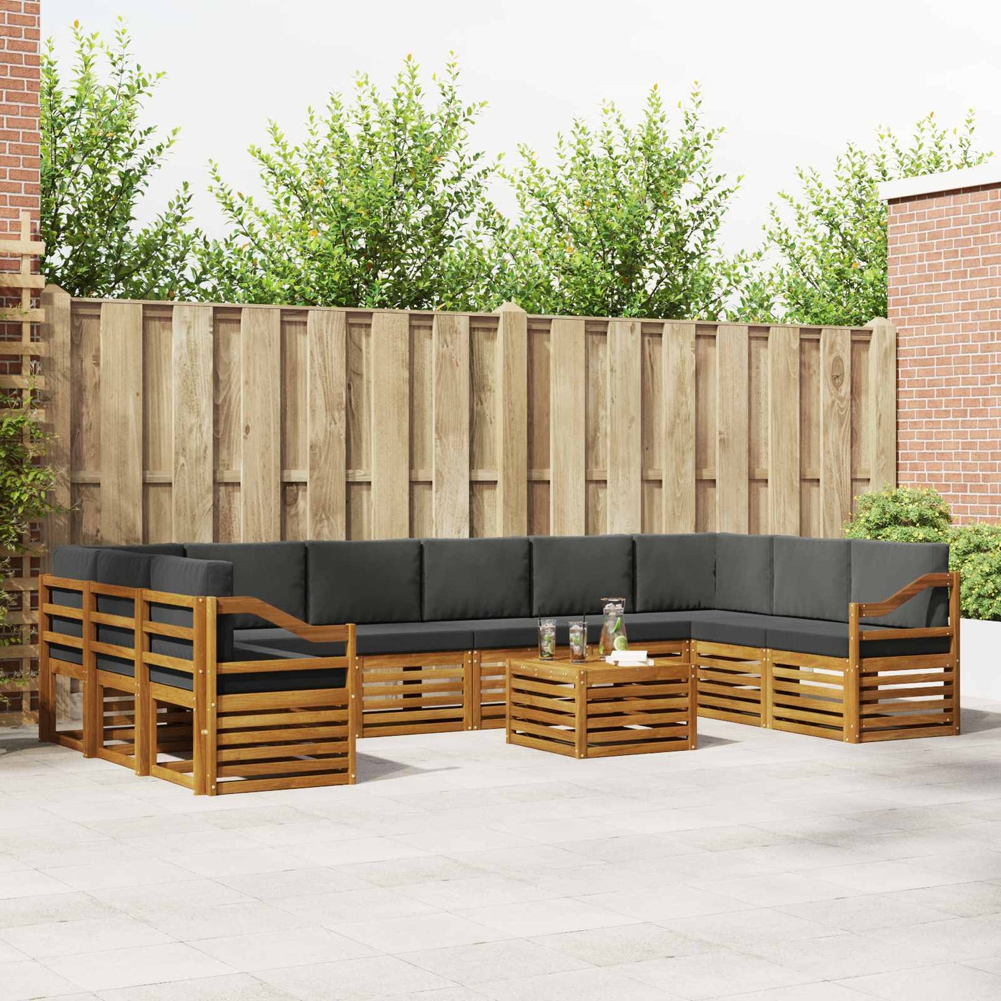 Buiten bankenset met kussen 11 pcs Natuurlijk en Antraciet is nu te koop bij PeponiXL, paradijselijk wonen!