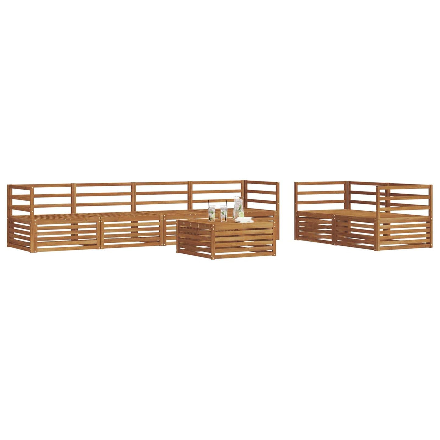 Buiten bankenset 7 pcs Naturel Massief Acaciahout is nu te koop bij PeponiXL, paradijselijk wonen!