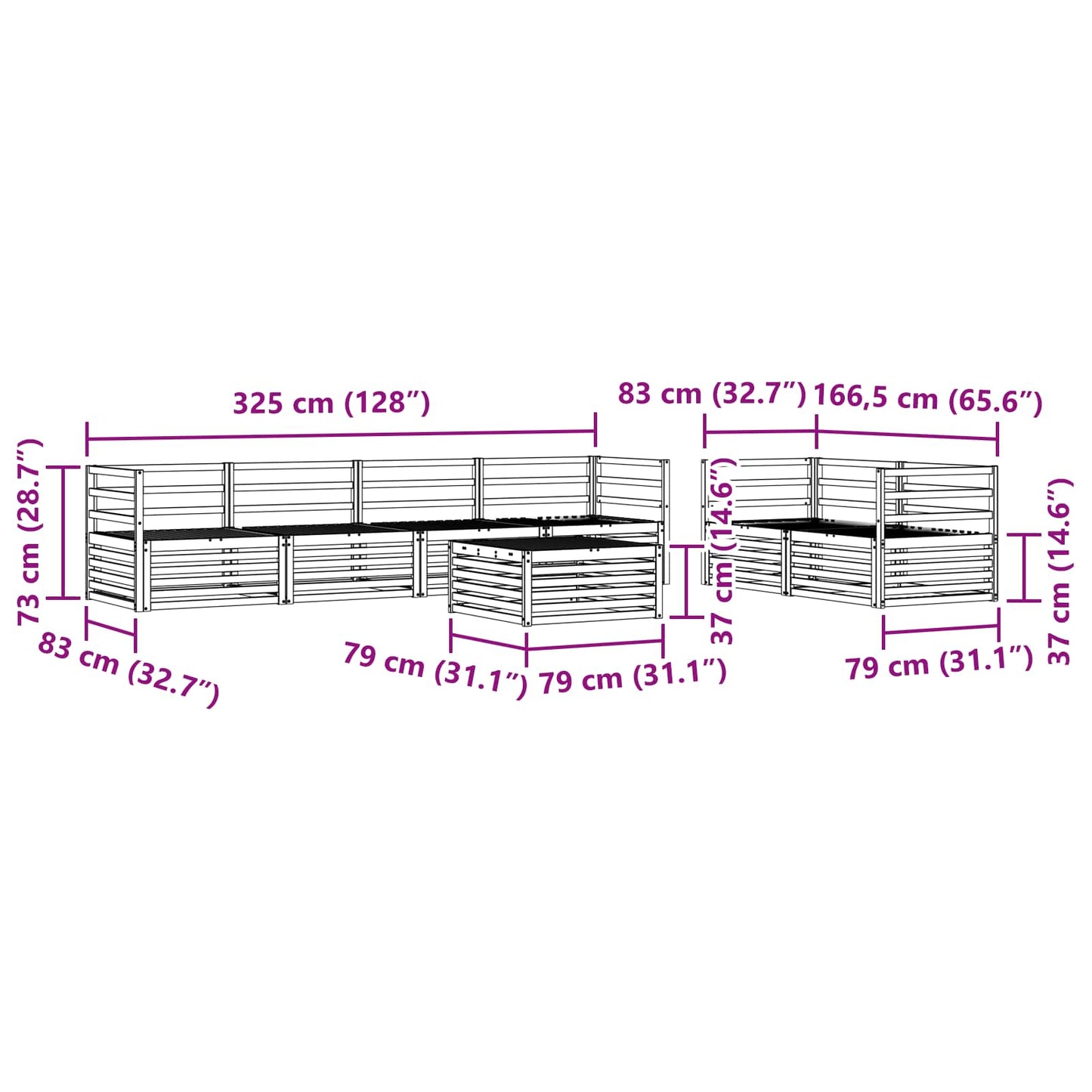 Buiten bankenset 7 pcs Naturel Massief Acaciahout is nu te koop bij PeponiXL, paradijselijk wonen!