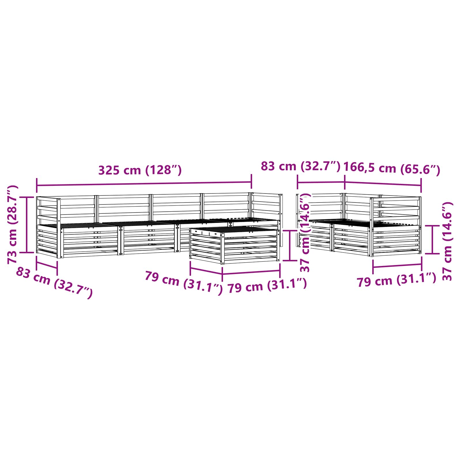 Buiten bankenset 7 pcs Naturel Massief Acaciahout is nu te koop bij PeponiXL, paradijselijk wonen!
