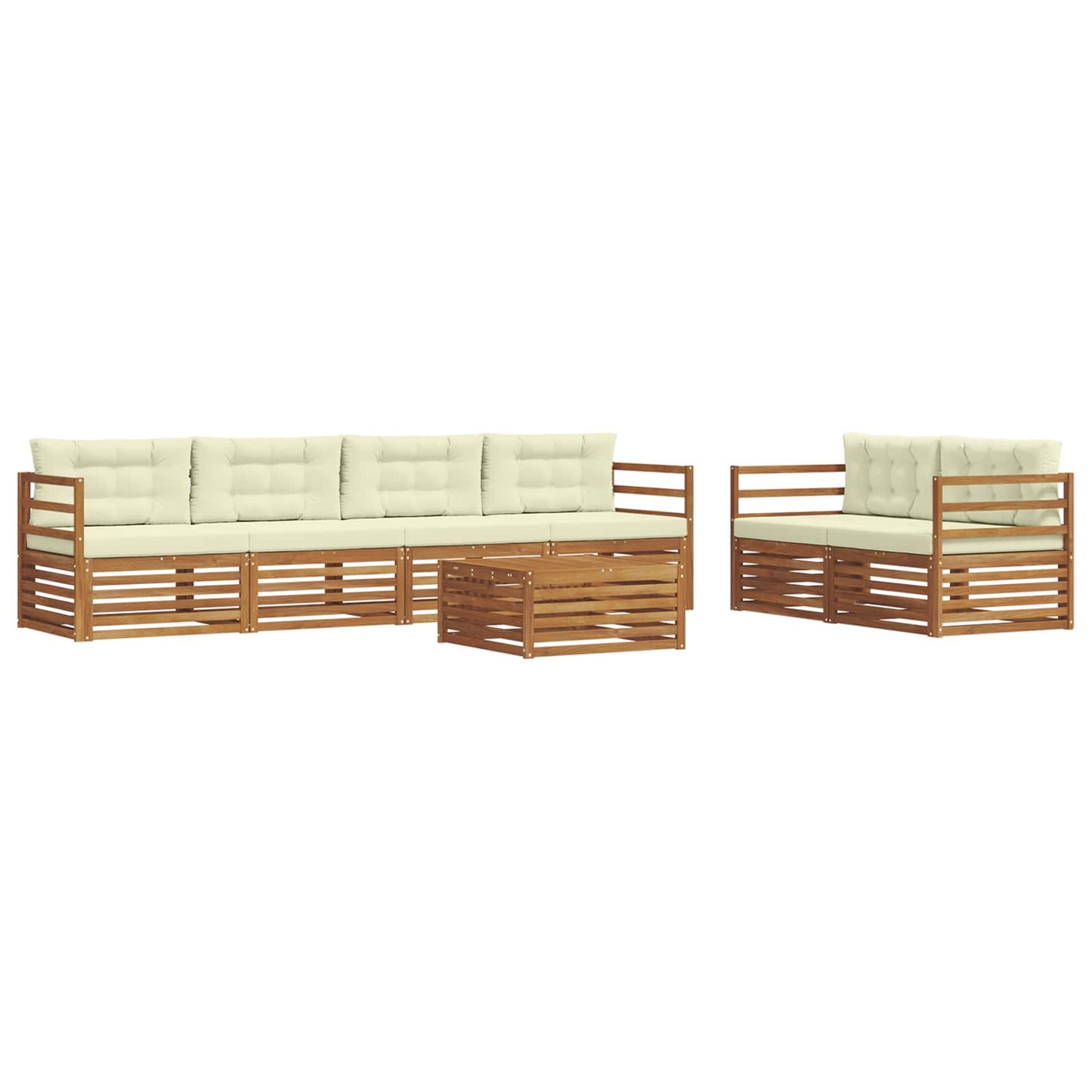 Buiten bankenset met kussen 7 pcs Natuurlijk en Crème is nu te koop bij PeponiXL, paradijselijk wonen!