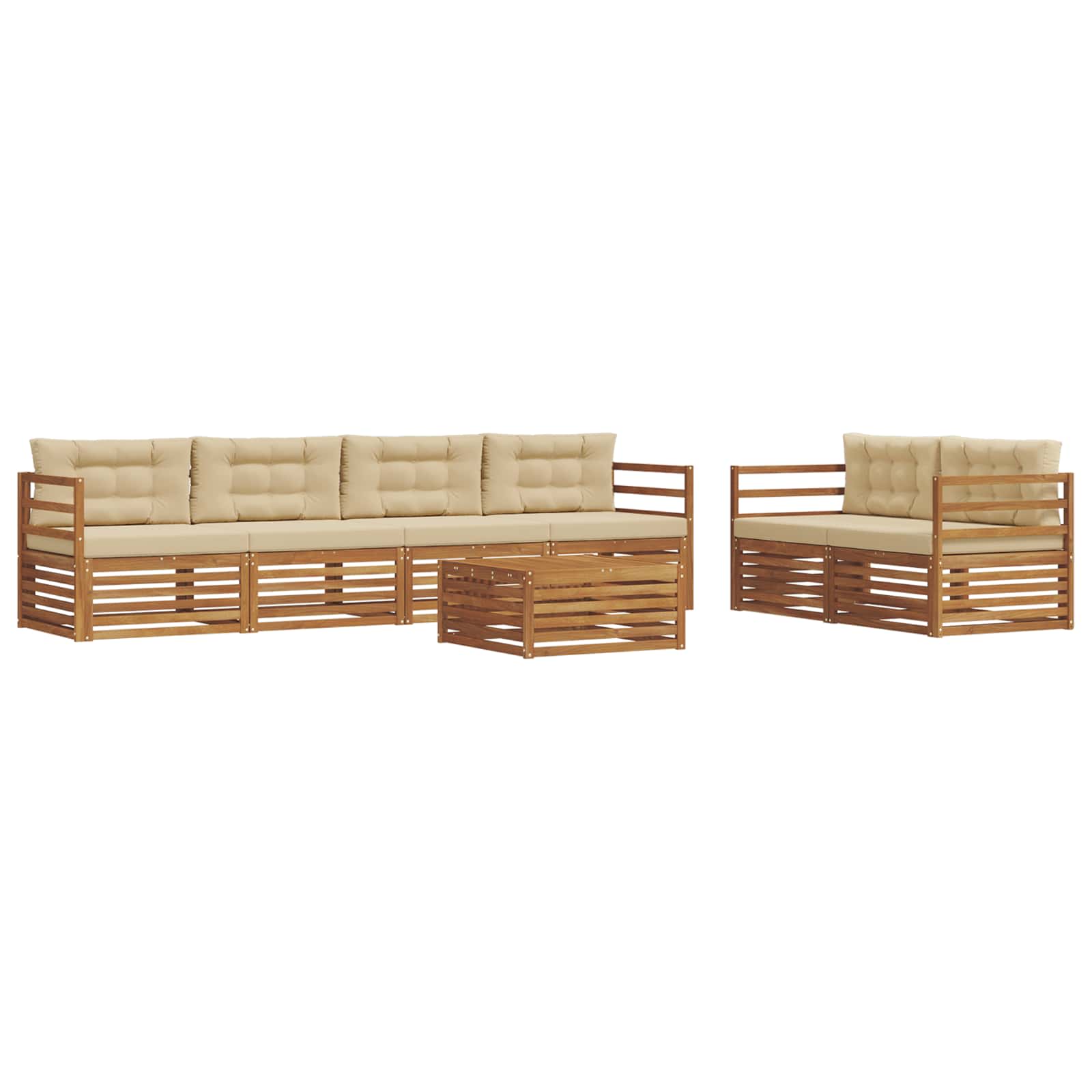 Buiten bankenset met kussen 7 pcs Natuurlijk en Beige is nu te koop bij PeponiXL, paradijselijk wonen!