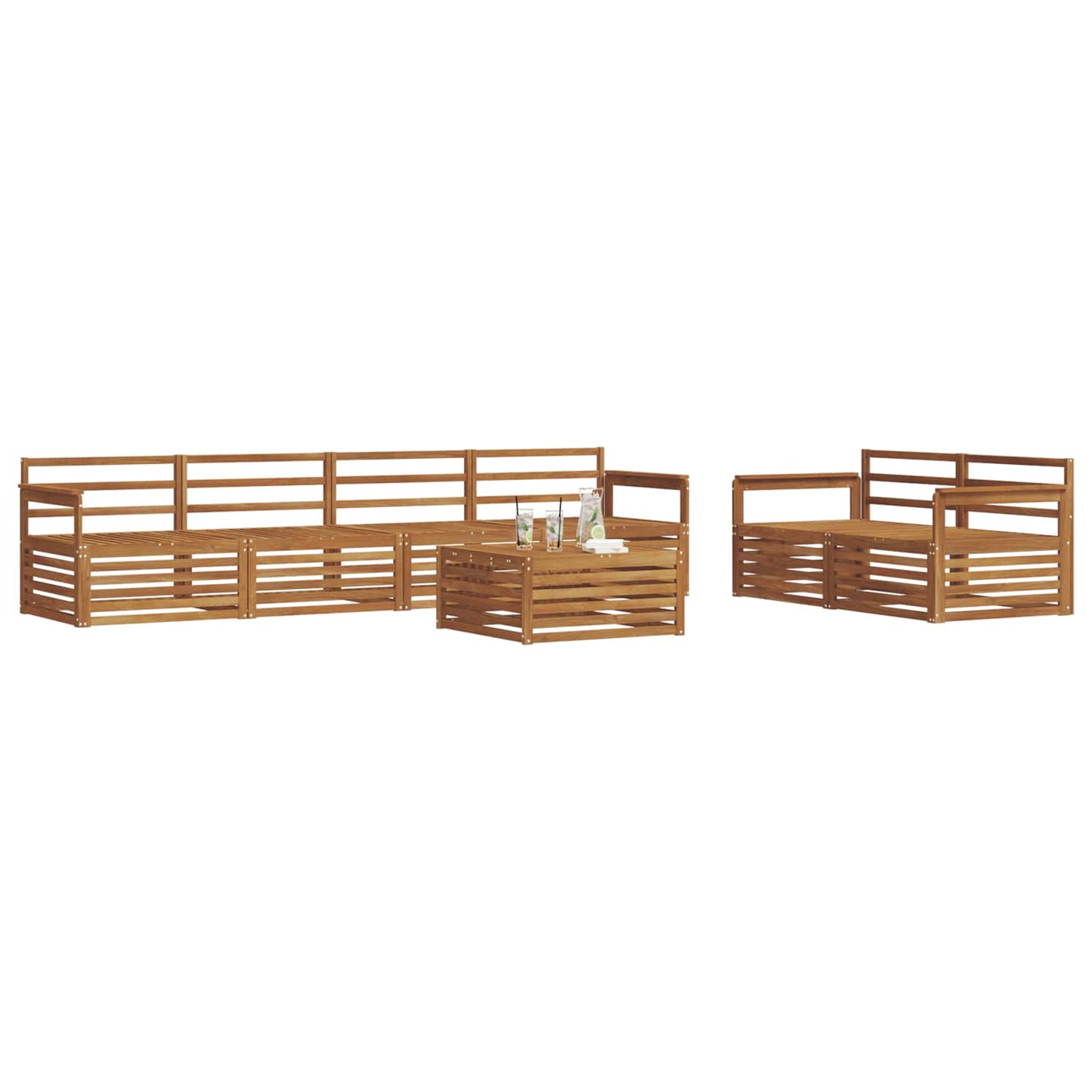 Buiten bankenset 7 pcs Naturel Massief Acaciahout is nu te koop bij PeponiXL, paradijselijk wonen!